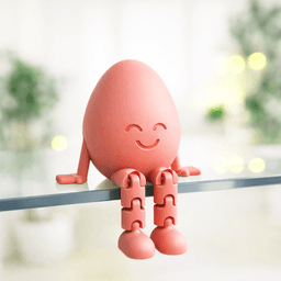 Happy Egg Flexi Figure | Articulated Easter Gift | Smiling Face Desk Decor | Basket Stuffer | 3d model