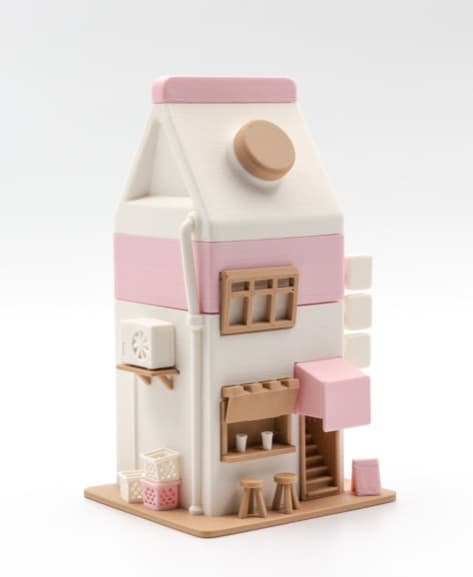 Mini Milk Box Pen Cup 3d model