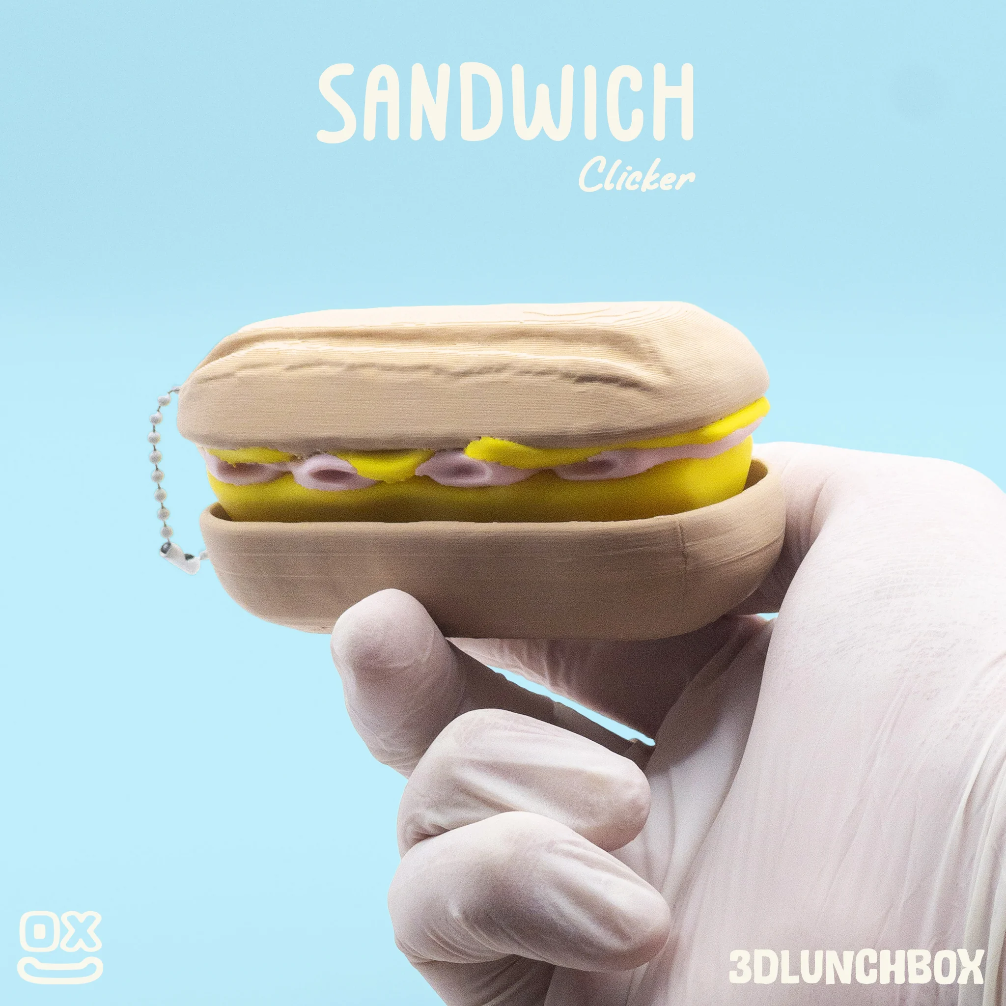 Sandwich Fidget Clicker | Sub Baguette Toy 3d model