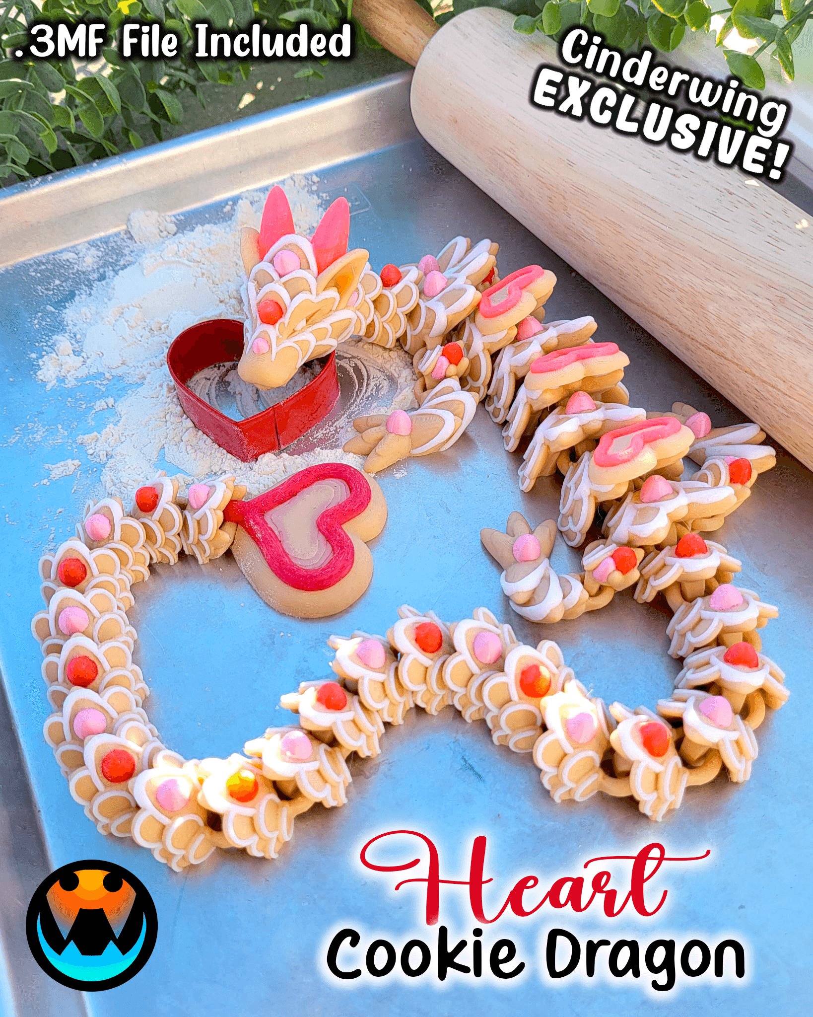 Cookie Heart Dragon 3d model