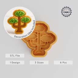 Tall Branching Tree Shape Cutter & Stamp, Cookie & Fondant Decor, S/M/L Sizes, 6-Piece Set, Gardening & Plant Design PRODUCT_411 3d model