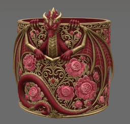 Ruby Rose Dragon Planter STL File for 3D Print 3d model