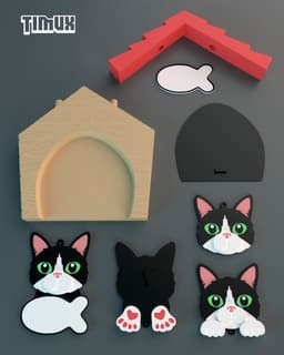 CAT KEYCHAIN SET 3d model