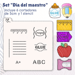 Set Día del Maestro Stencil + Cortadores (SVG + STL) 3d model