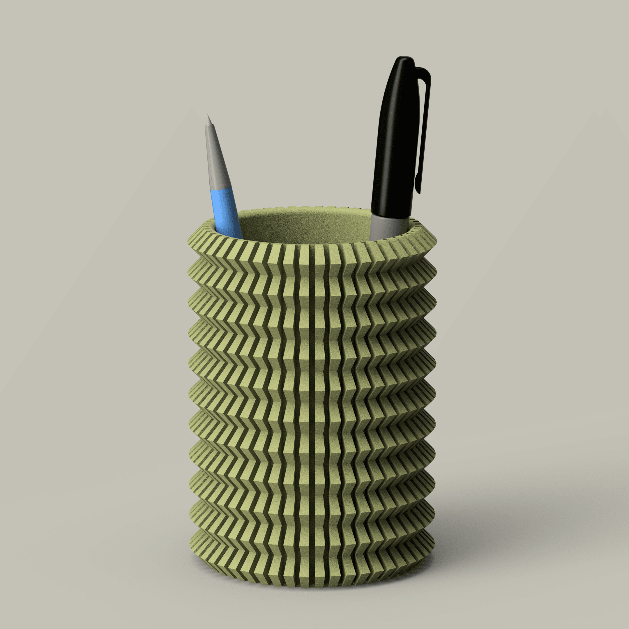 Flared Ribbed Pen Cup 3d model
