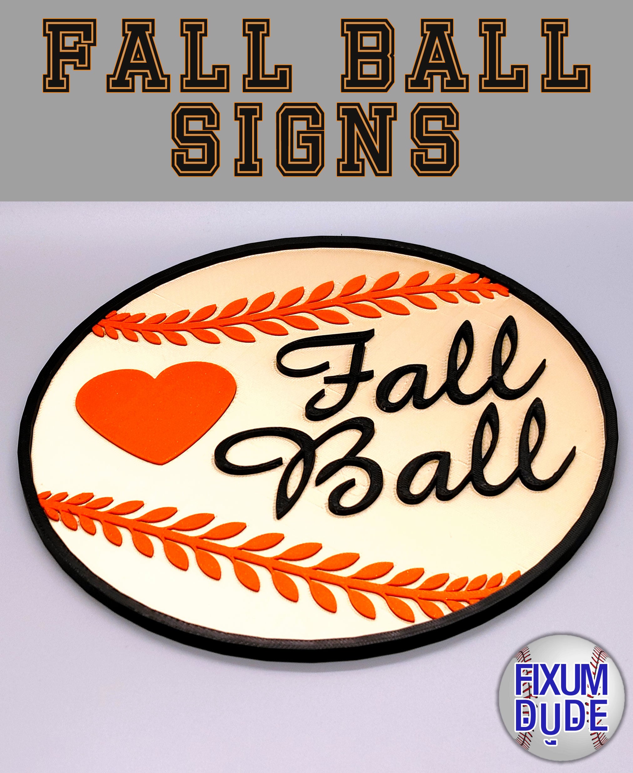 Fall Ball Laurel Wreath Baseball Signs 3d model
