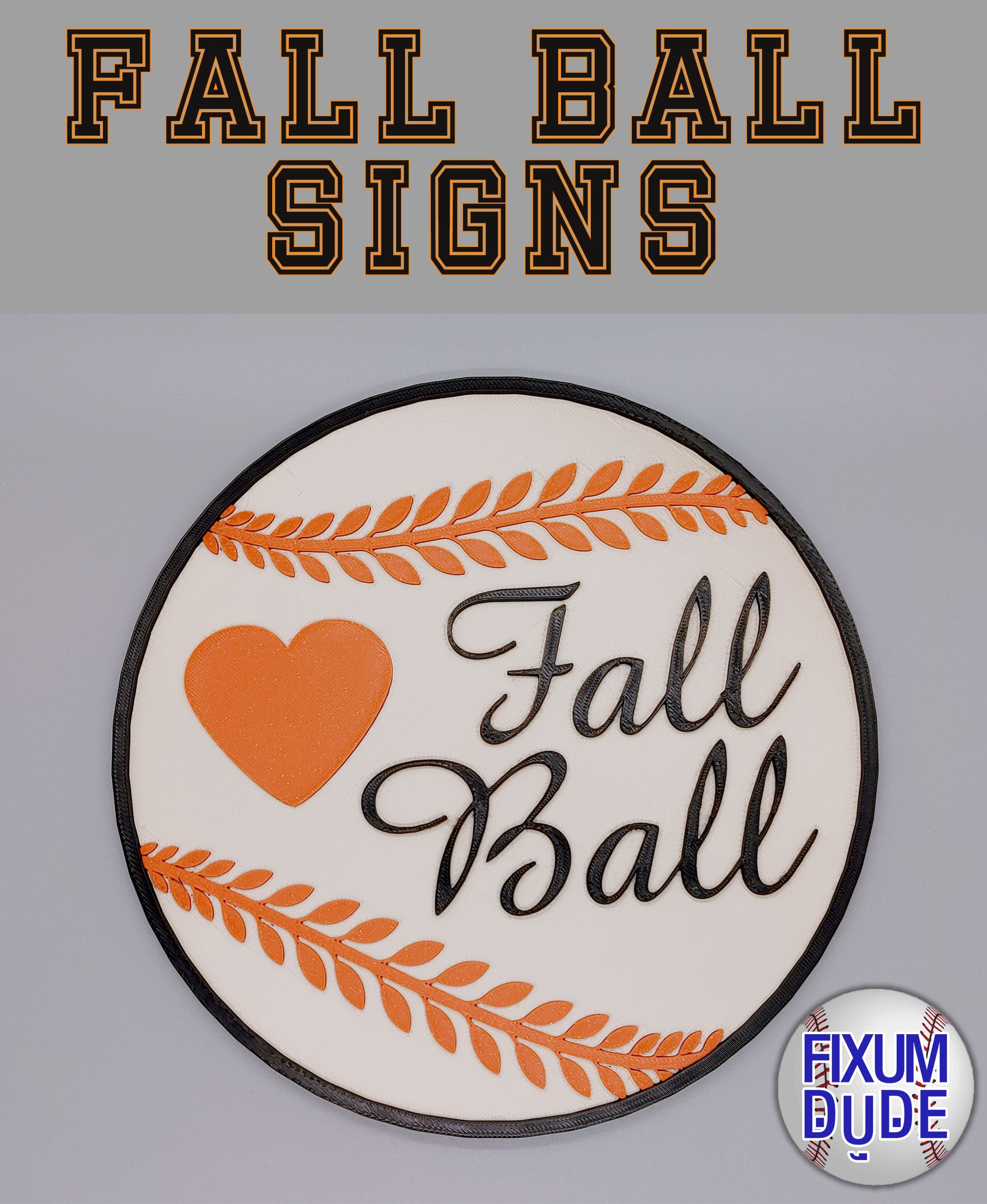 Fall Ball Laurel Wreath Baseball Signs 3d model