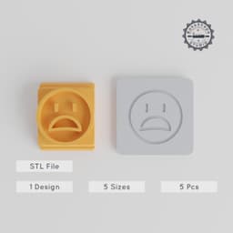 Frowning Face Stamp Tile Set, 5 Sizes, Perfect for Clay, Cookies & Fondant Crafts PRODUCT_2460 3d model