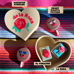 Mexican Valentine's Set – Mazapan Heart Storage Box, Payaso Clickers & Lotería Cards 3d model