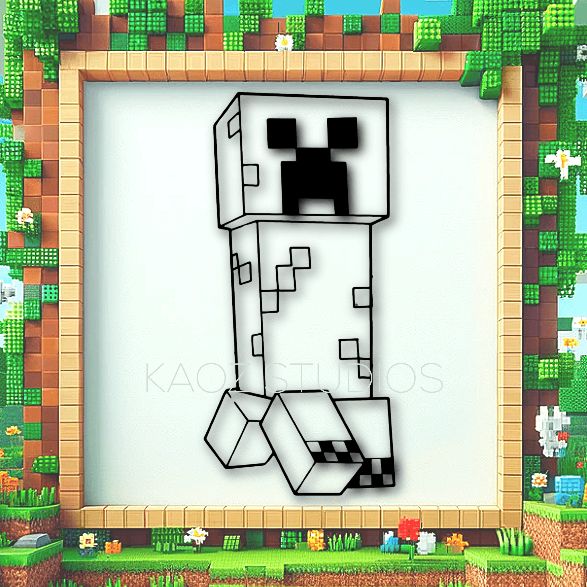 Creeper wall art minecraft wall decor 2d art fan art 3d model