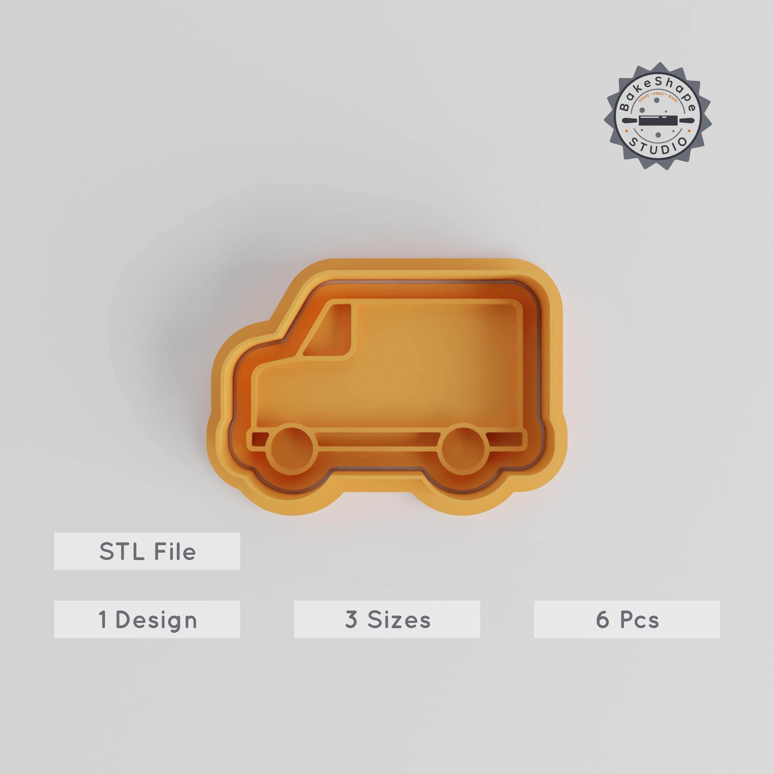 Van Shape Cutter & Stamp Set, 6 Piece Bundle, Perfect for Cookies & Fondant, Sizes S/M/L, Transport Vehicle Design PRODUCT_3289 3d model