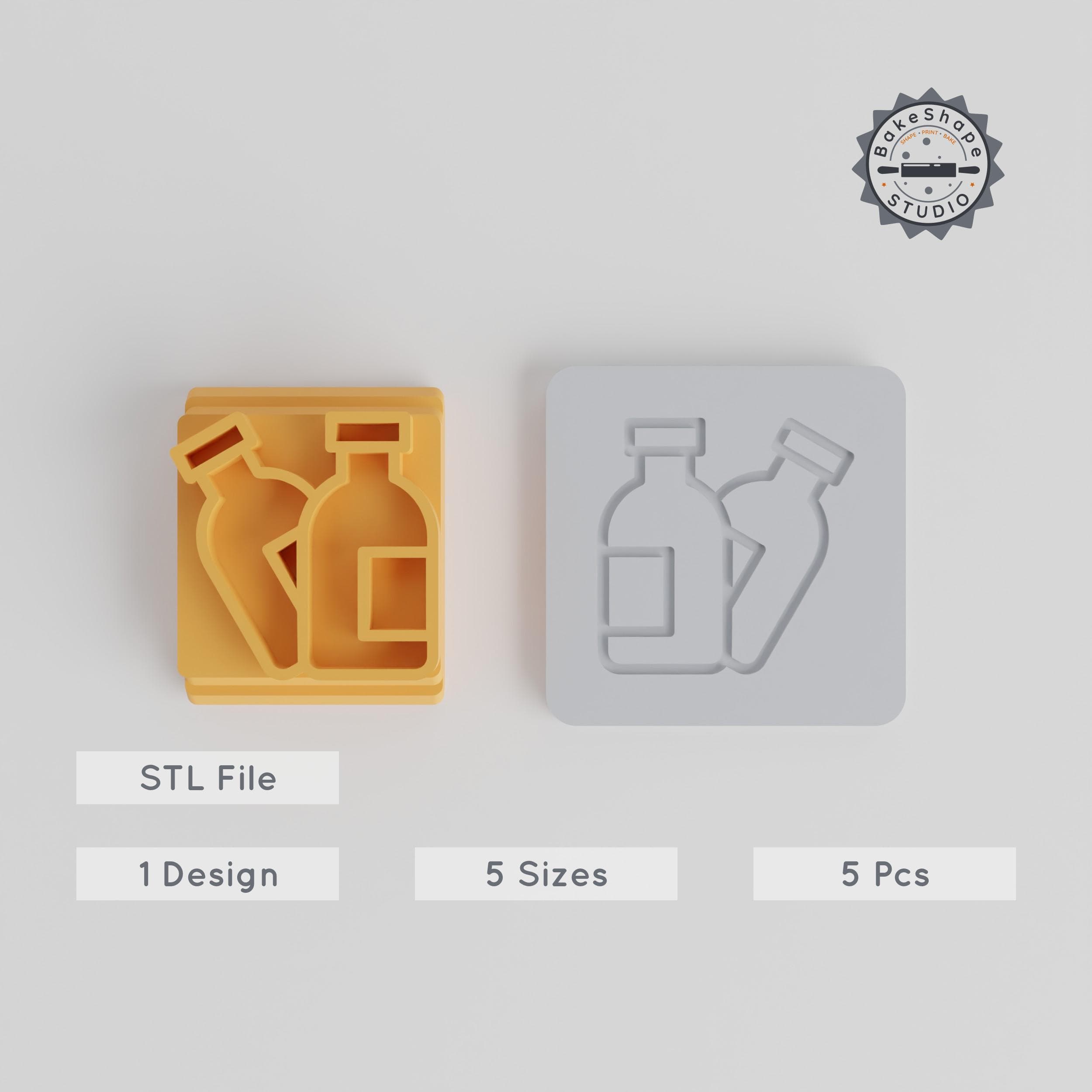 Beer Stamp Tile Set, 5 Motif Sizes 20-40mm, Clay & Cookie Fondant Mold, Bar-Themed Craft Decoration PRODUCT_4555 3d model