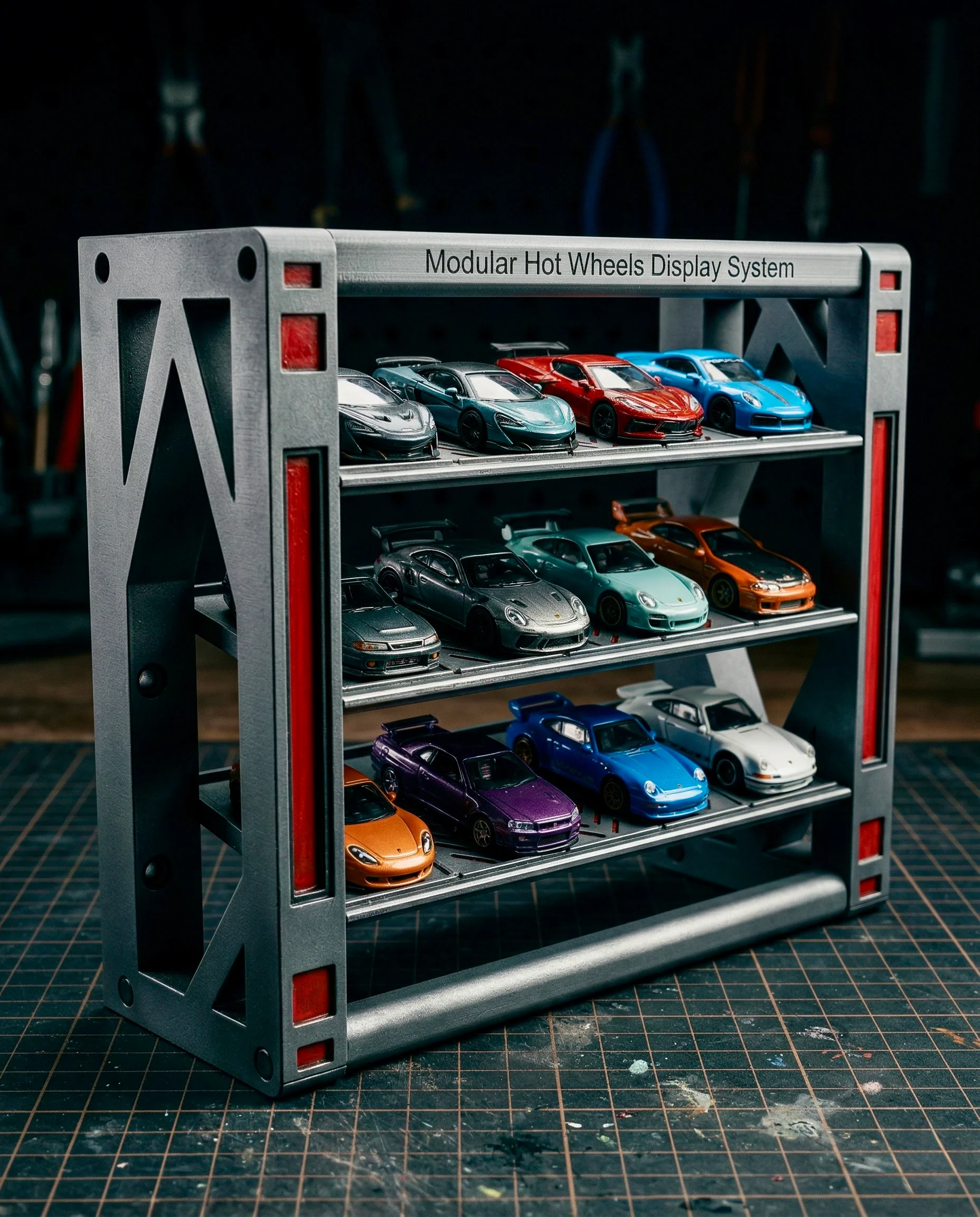 Ultimate Modular Hot Wheels Display System (Wall & Desk Mount, LED Ready) - 1/64 Scale 3d model