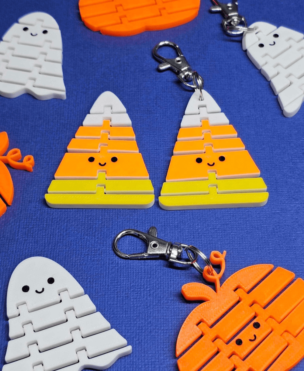 Articulated Kawaii Candy Corn (2 styles) | Halloween flexi fidget toy keychain | Print in place 3mf 3d model