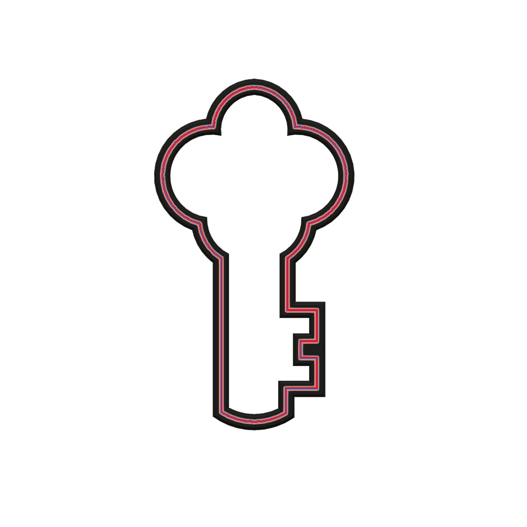 Fancy Key Cookie Cutter STL File - 4 inches 3d model