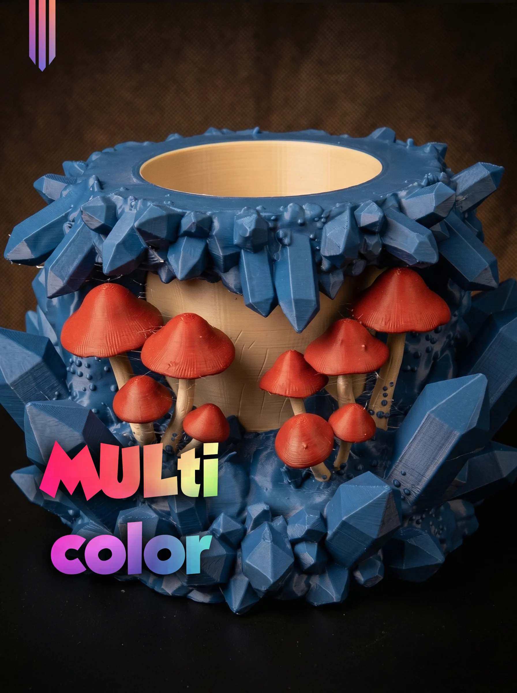 Crystal Mushroom Planter 3MF | Decor Multi-Color | Desk Planter 3d model