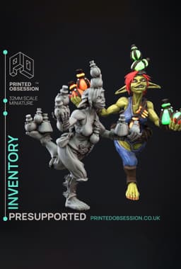 Inventory - Potions - Goblin Brewers - PRESUPPORTED - Illustrated and Stats - 32mm scale 3d model