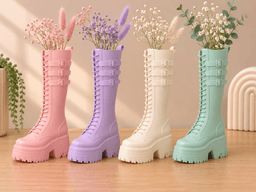 Gothic Knee-High Boot Vase STL | Alternative Flower Vase 3D Print File | Punk Platform Boot Decor 3d model