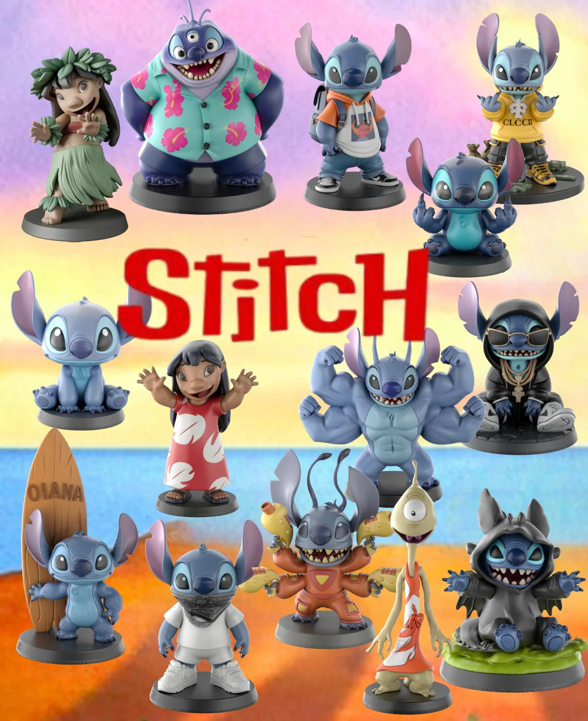 Lilo and Stitch STL Files - Stitch Funny Poses - Alien 3D Print Models 3d model
