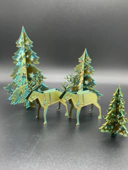 Printagami Reindeer - Origami Inspired print flat and fold 3d model