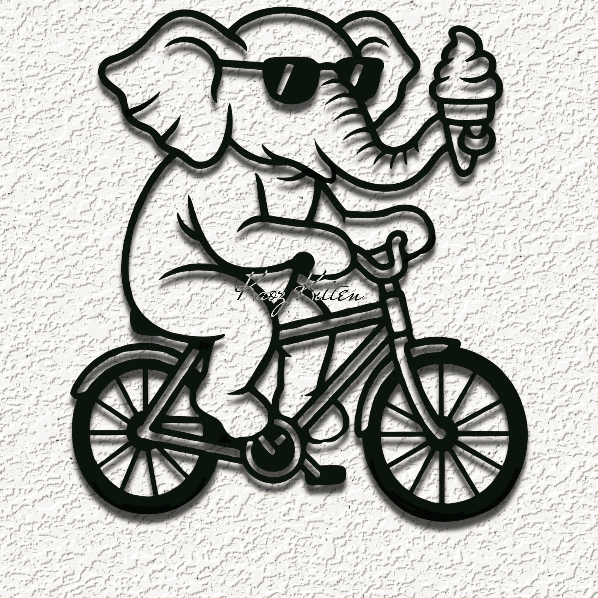 elephant bicycle wall art home decor 3d model