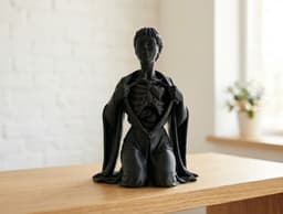 Unveiled Heart - Surreal Anatomical Sculpture of a Kneeling Figure 3d model