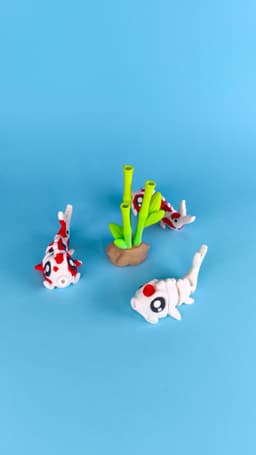 Cute Flexi Koi (Toy, Keychain & Magnet), Japanese carp fish 日本の鯉 3d model