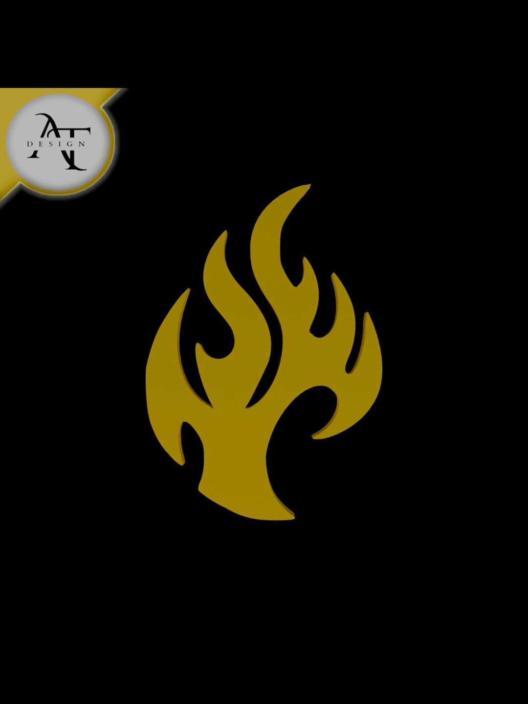 Simple Flame Symbol - 2D Art 3d model