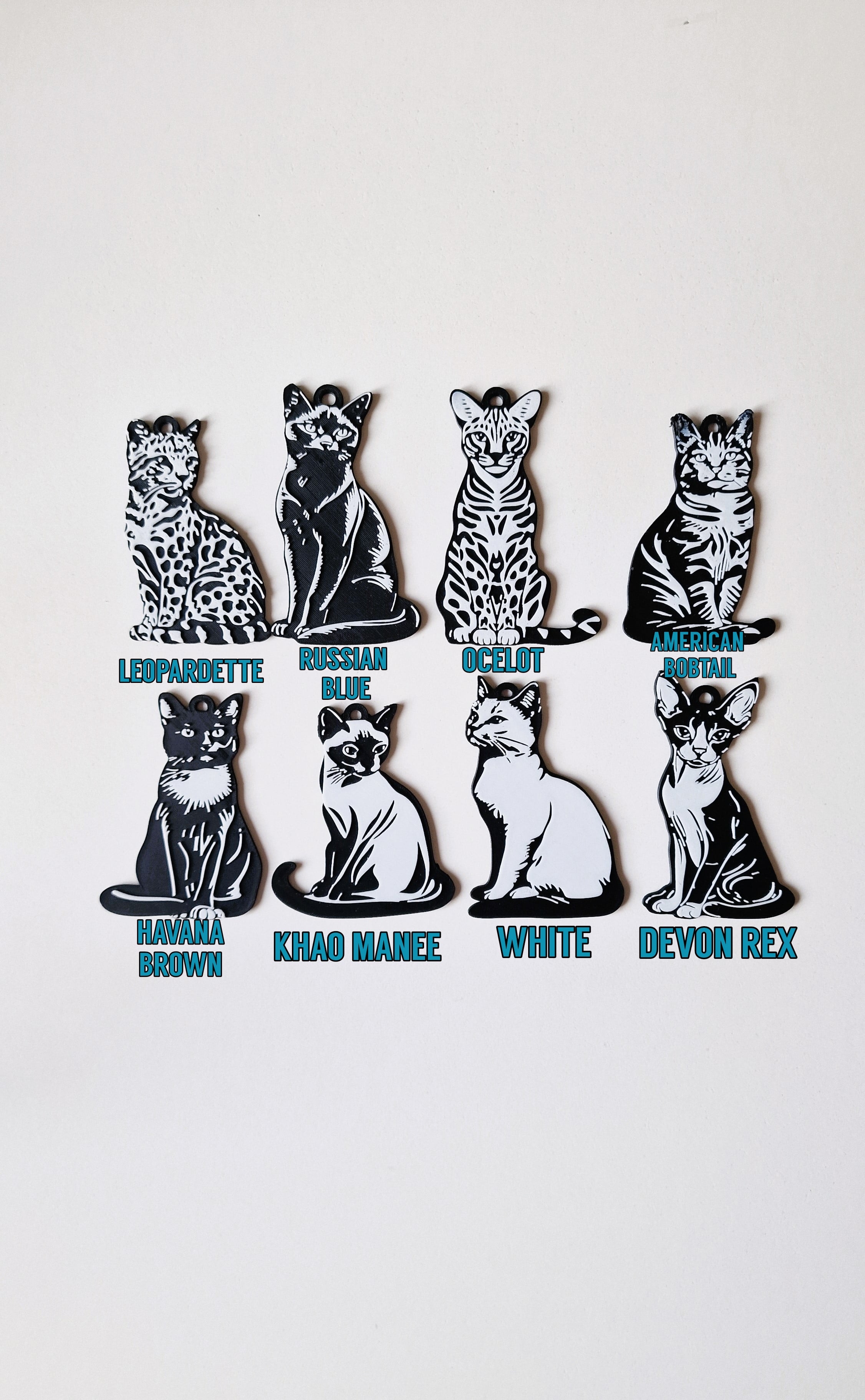 Pack 50 STL/3mf CATS kEYCHAINS+MAGNETS 3d model