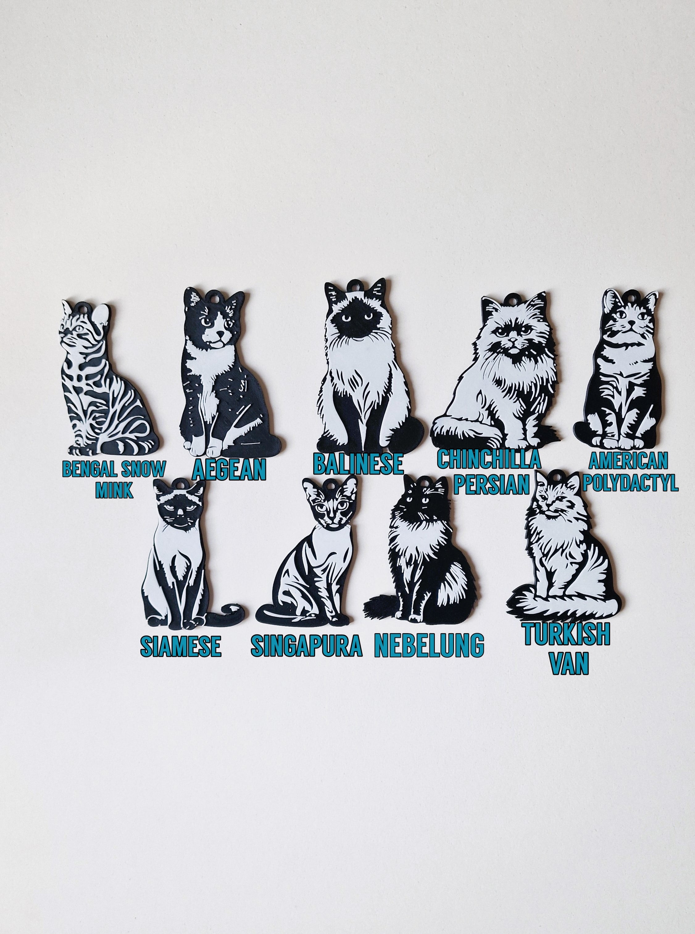 Pack 50 STL/3mf CATS kEYCHAINS+MAGNETS 3d model