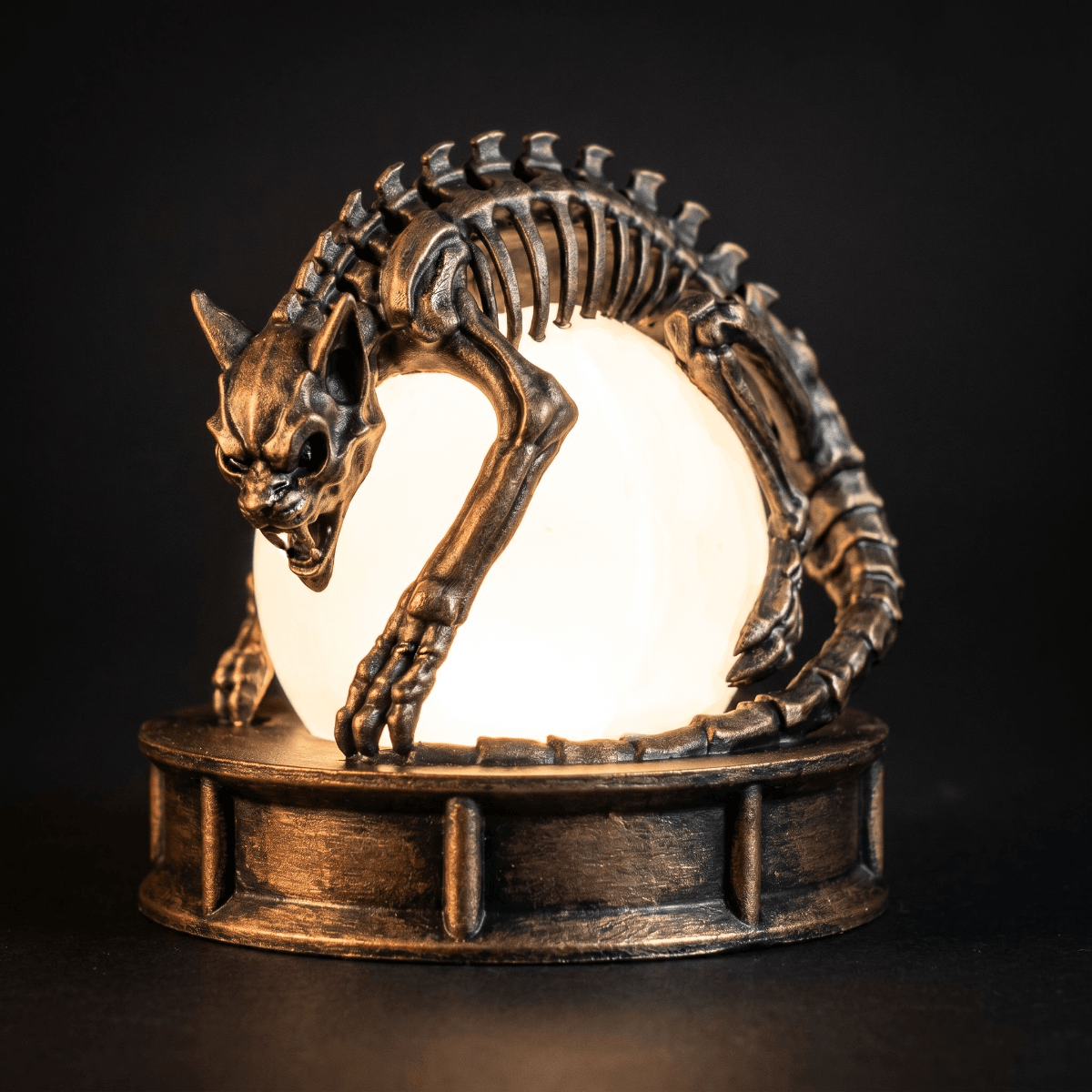 Gothic Skeletal Panther Orb Lamp 3d model