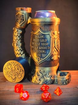 12oz Dragon Hoarder Can Cozy Dice Tower 3d model