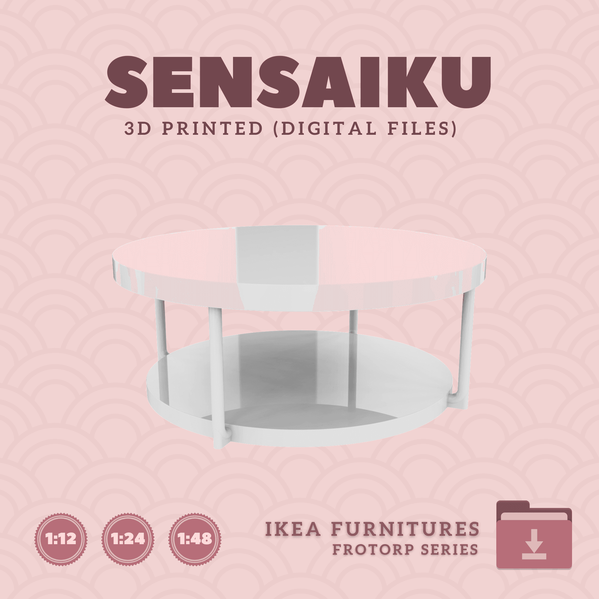 Miniature Replica 02. FROTORP Coffee Table for Miniature Dollhouse - IKEA - 3D Print Instant Downloa 3d model