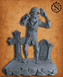 Reginald the Confused Zombie - DnD Miniature for 5e RPG and Tabletop Wargames inspired 3d model