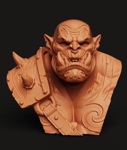 Orc Warrior Bust | Fantasy Barbarian Statue | RPG Monster Sculpt | Warcraft Inspired Art 3d model