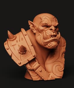 Orc Warrior Bust | Fantasy Barbarian Statue | RPG Monster Sculpt | Warcraft Inspired Art 3d model