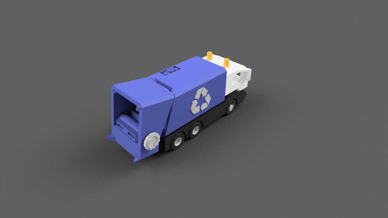 Garbage Truck with Real Mechanisms 3d model