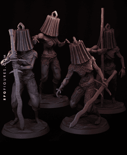 Grimdark Ancient Bell 4 Warriors Set, Bellbound Guardians. Dark Fantasy Knights. 3d model