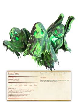 Ghosts - 3 Models - Undead Creature - PRESUPPORTED - Illustrated and Stats - 32mm scale 3d model