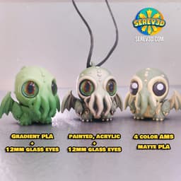 Cute Cthulhu – Flexi Bag Charm with Movable Head & Wings, No Supports 3D Print STL/3MF 3d model