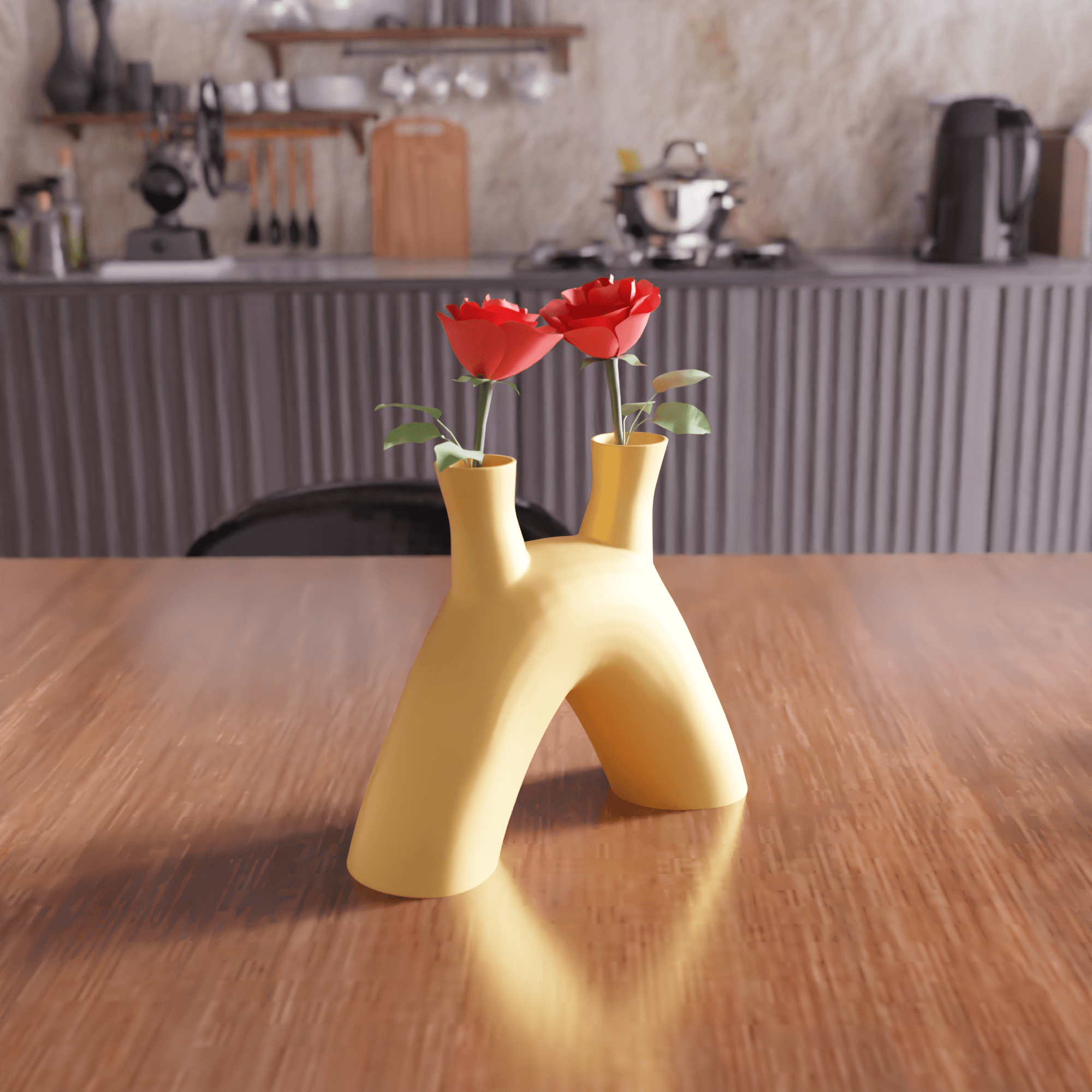Minimalist Double Neck Arch Vase 3d model