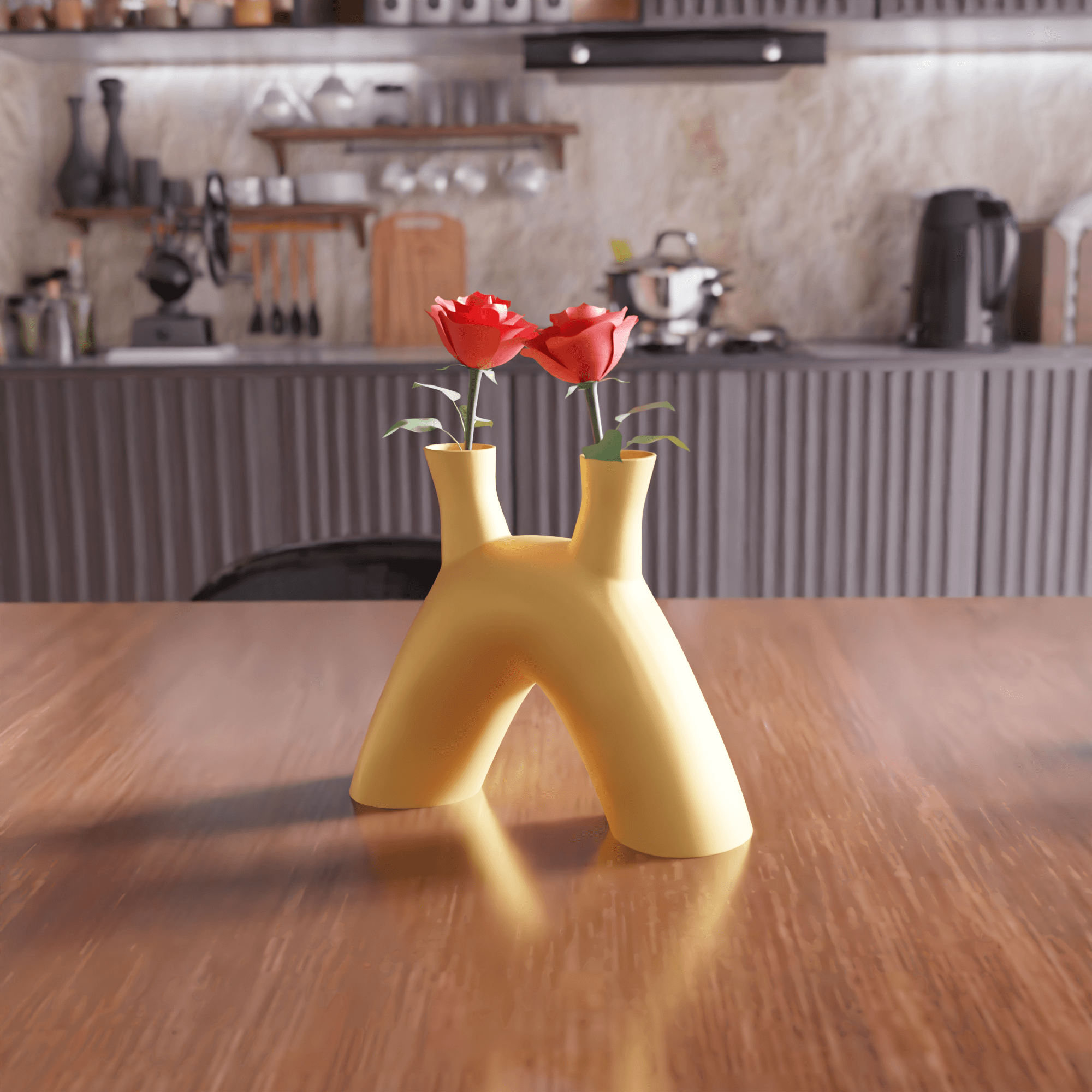 Minimalist Double Neck Arch Vase 3d model