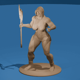 Barbarian Woman with an Axe v2 3d model