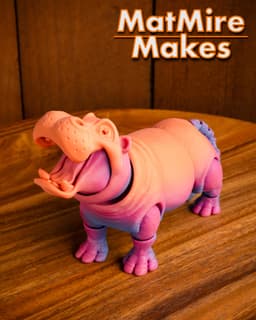 Hippo, plus Santa Hat version - Articulated Figure 3d model