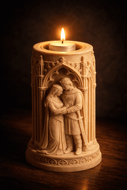 Medieval Lovers Gothic Tealight Holder STL – Romantic Fantasy Candle Decor 3d model