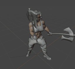 Muscular Axe Girl v2 3d model