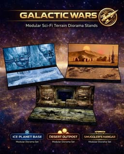 3-in-1 Galactic Sci-Fi Modular Terrain Diorama Stands | Space Opera Display Base (STL + PDF Textures 3d model