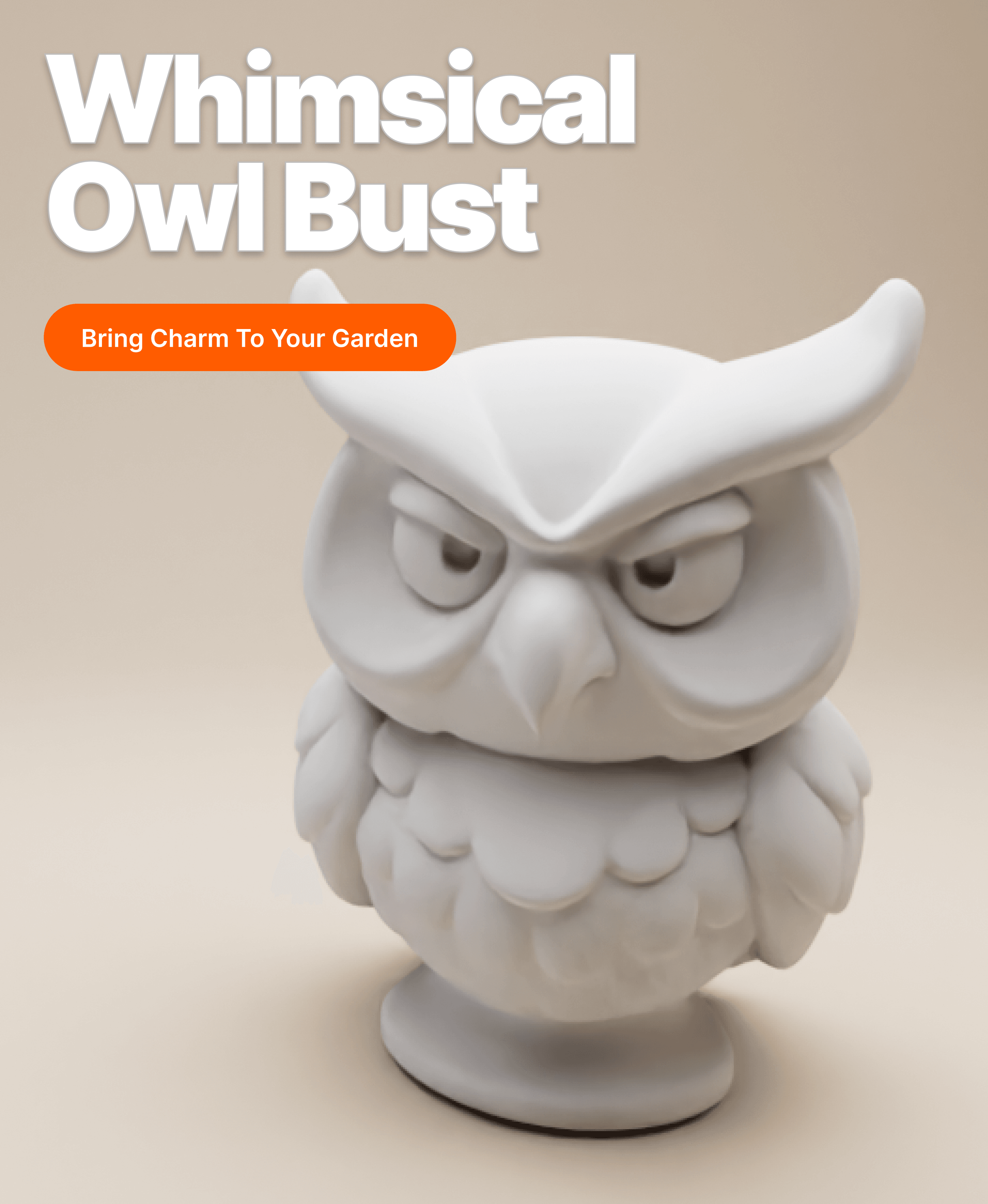 Owl Guardian Bust (Whimsical Clay Style) 3d model