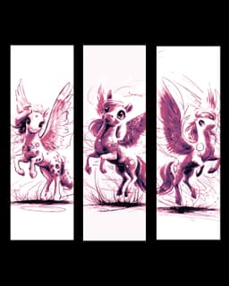 Sketch of a fun loving Pegasus friend - Flying Fun Times - Set of bookmarks 3d model