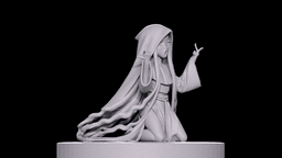 Rebellious Anime Nun - Stylized Gothic Pin-Up Statue 3d model